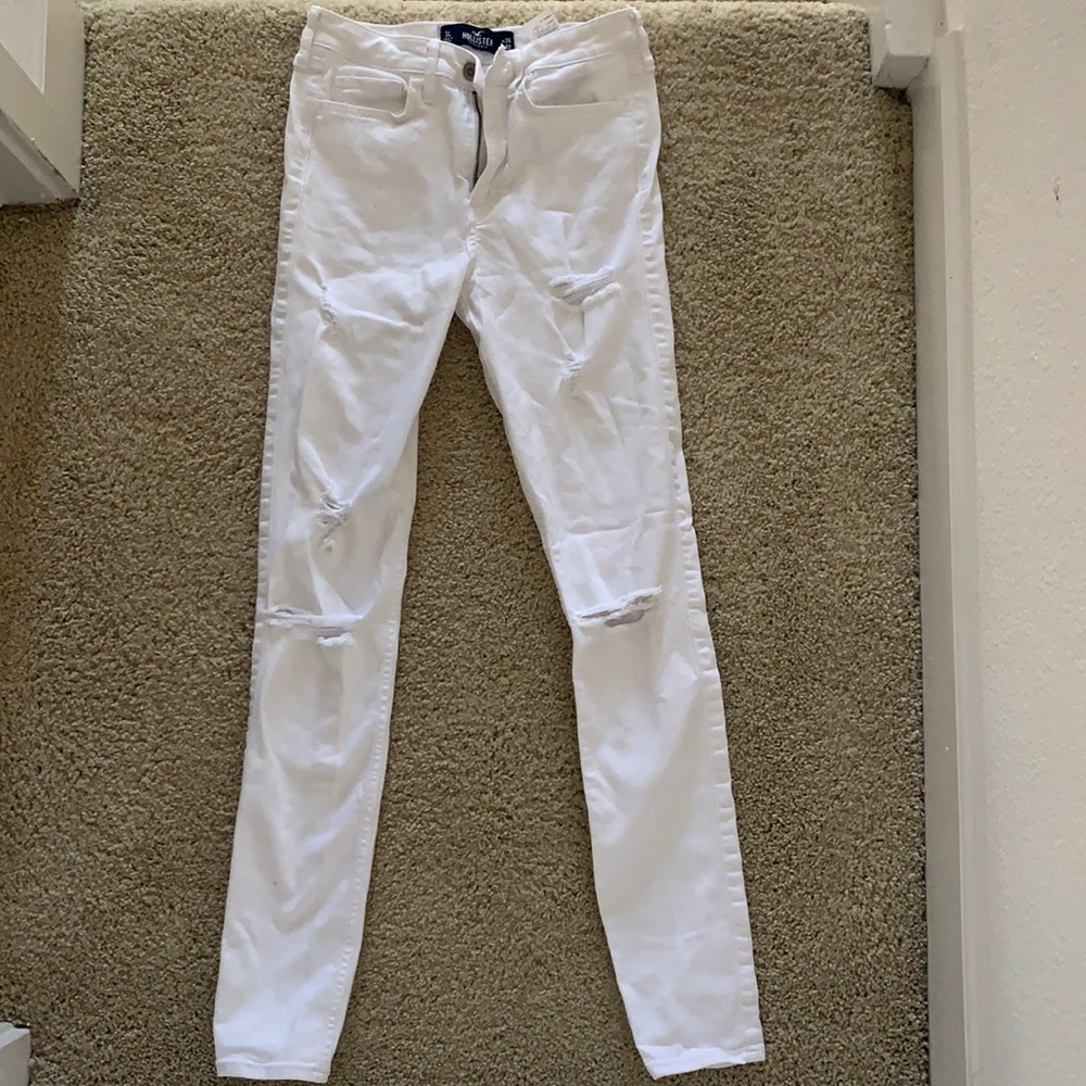 Hollister white ripped jeans